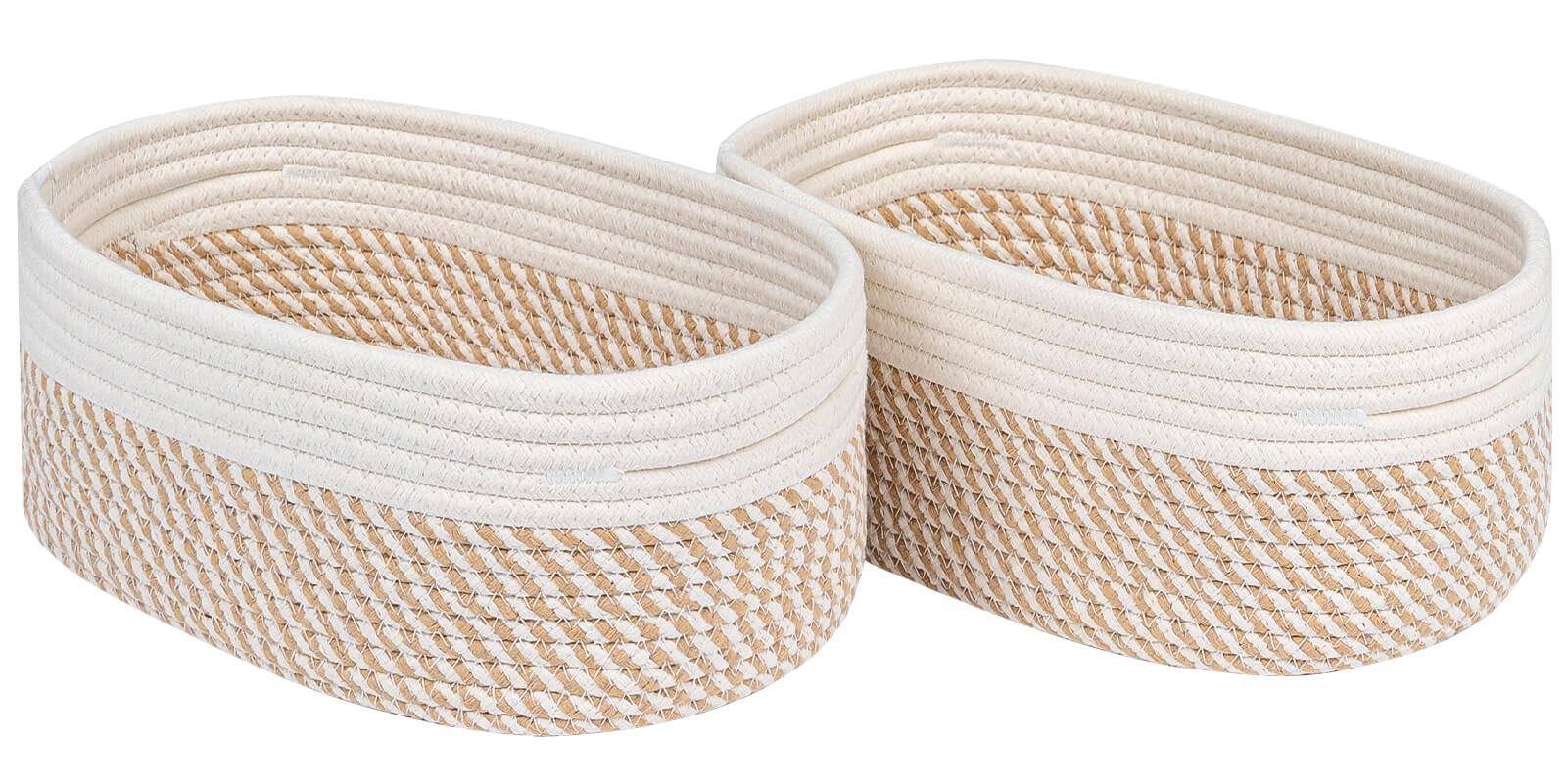 CubesLand Small Storage Baskets for Shelves, Closet Organization Bins Empty Gift Basket 2 Packs Baby Nursery Woven Organizing, R